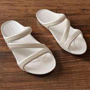 CROCS White Kadee II Jewels Embellishment Slip-On Z-Strap Sandals Size 7